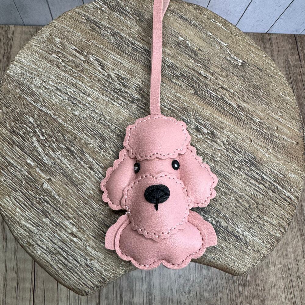 Poodle Goldendoodle Dog Lover Bag Charm Pink Dusty Rose Vegan Purse Charm